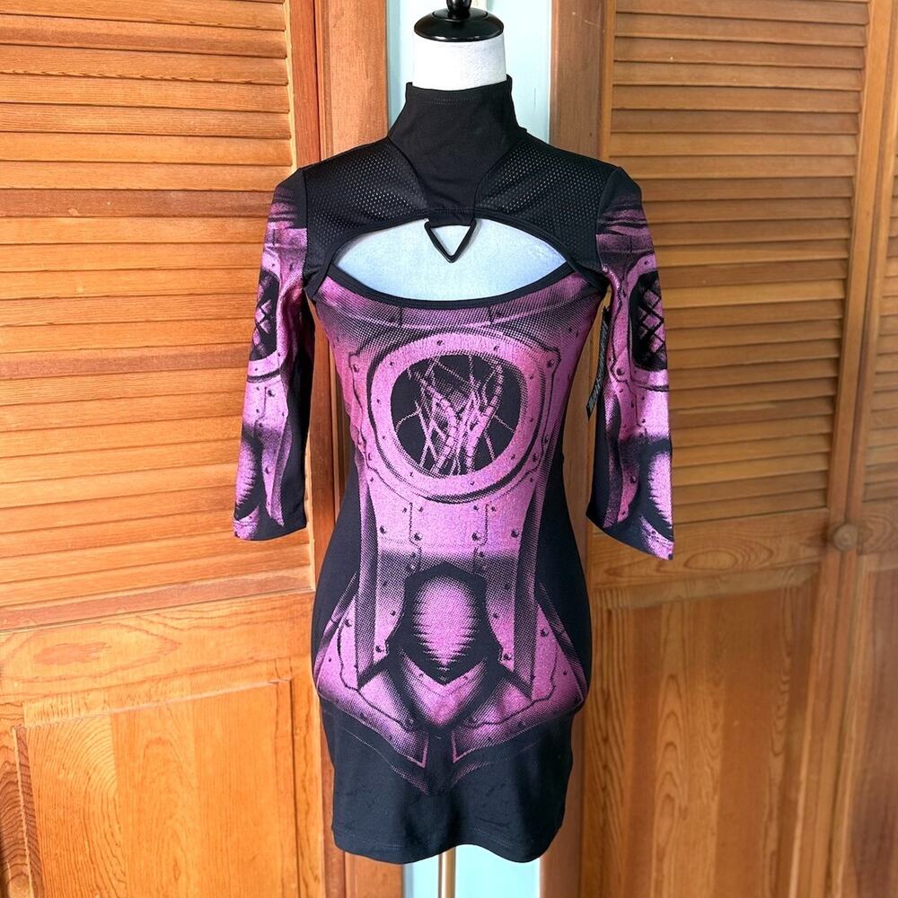 Vintage Lip Service Hyper Intelligence Cyber Goth Industrial Purple Dress S